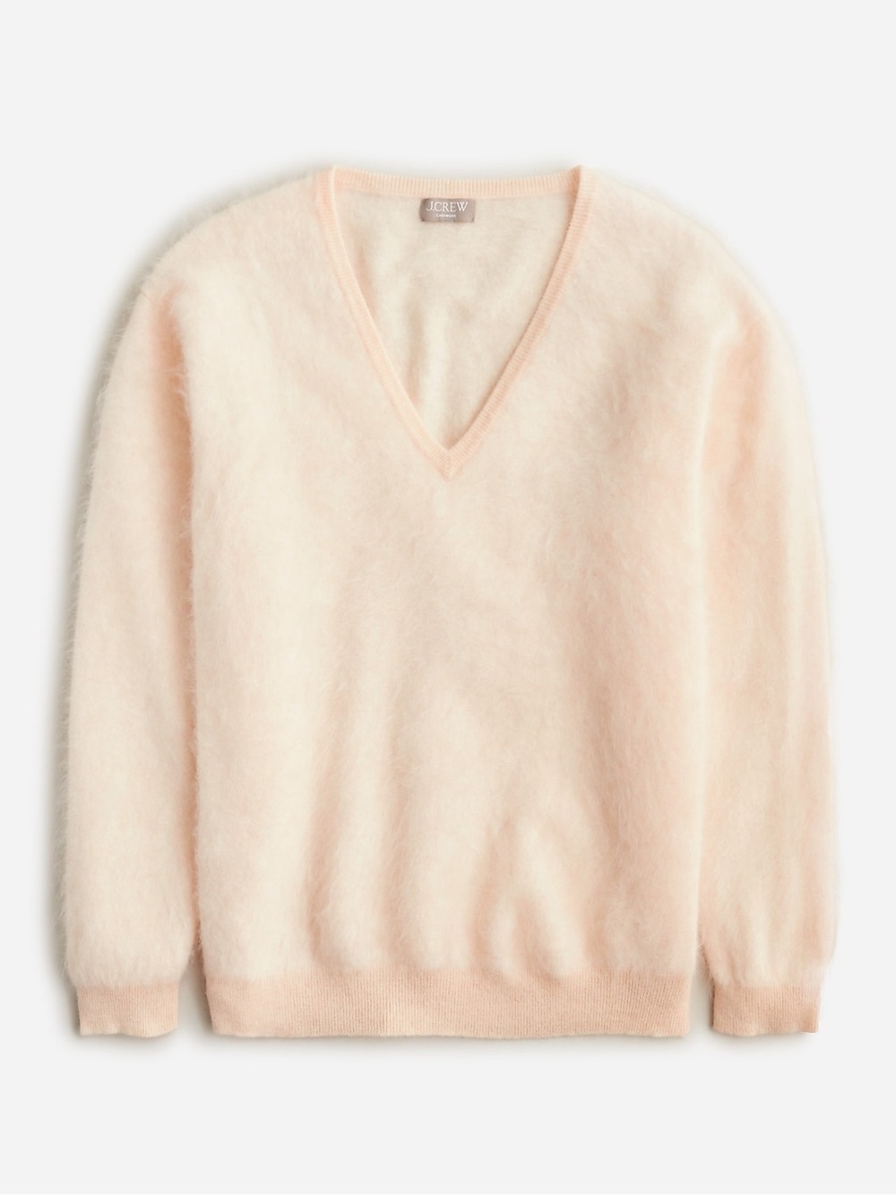 J.Crew Brushed cashmere relaxed V-neck sweater cream size L